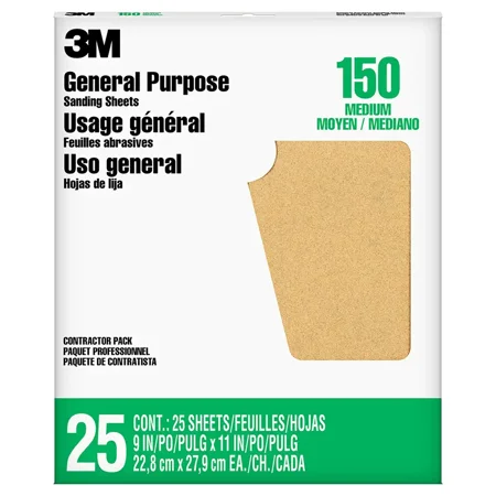 

9 X 11 3M 99402 Aluminum Oxide Sanding Sheet 150-Grit 25-Pack