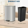 thumbnail image 3 of Sunvasagoo Stainless Steel Step Trash Can w/ Soft-Close Lid, 12L/3.2Gal to 50L/13.2Gal Kitchen & Office Garbage Bin, 3 of 8