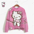 thumbnail image 2 of Sudadera con capucha y estampado de HELLO KITTY para mujer, suéter informal holgado de manga larga en blanco y rosa, sudadera fina y elegante de talla grande para mujer, 2 of 5