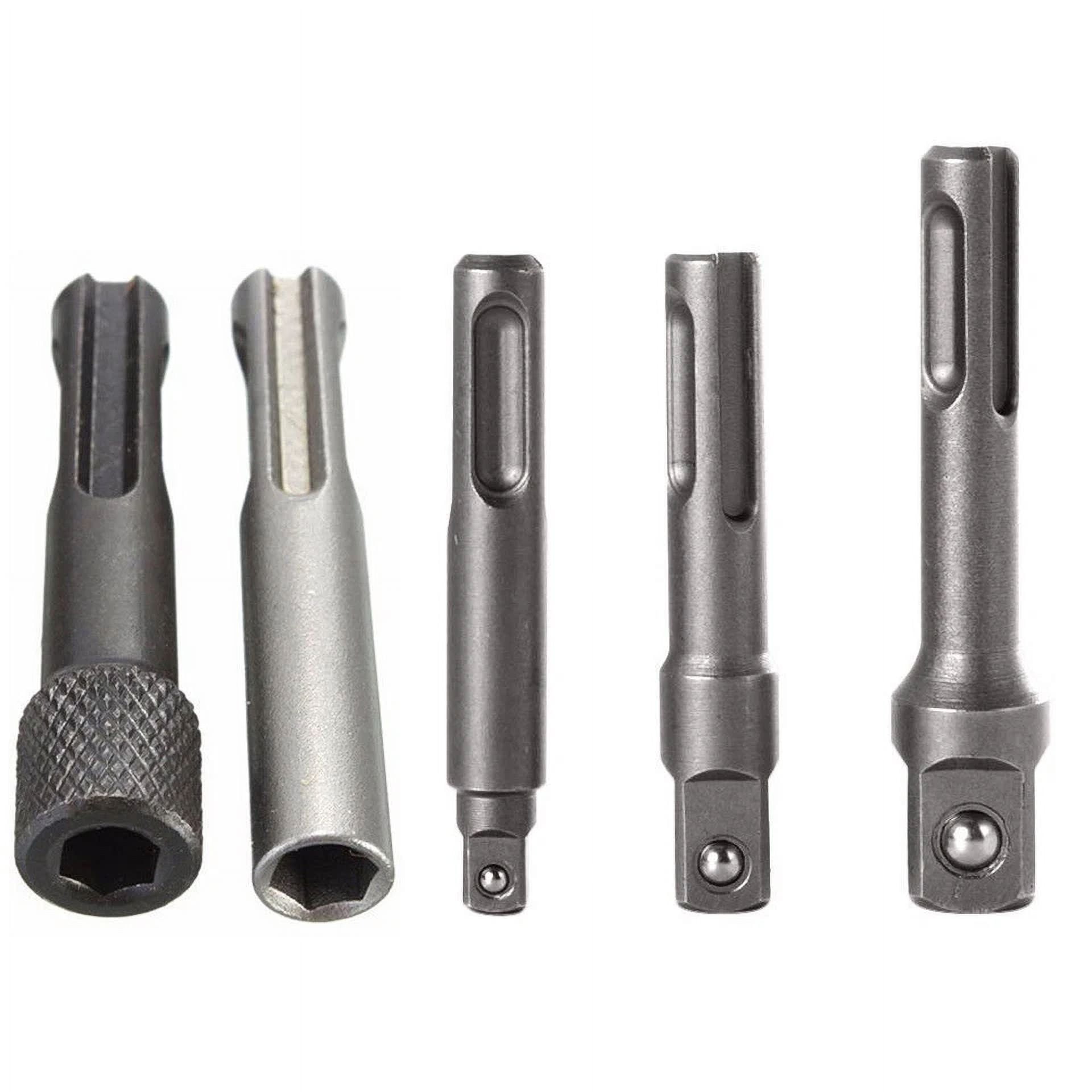 FLINT- 5Pcs Sds Plus 1/4 Hex Socket Driver Hammer Drill Bit Chuck Adaptor Bar Kit Set
