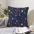 thumbnail image 3 of DouZhe Velvet Decorative Throw Pillow Covers Set of 2, Soft Square Cushion Cover with Invisible Zipper Cartoon Colorful Stars Moon Sun Printing, 20"x20", 3 of 6