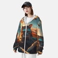 thumbnail image 3 of Gukieu Cool Cat Driving Sunset Print Sun Protection Hoodies for Men and Women, Zippered Long-sleeved Quick-drying UV Protection Shirts, Suitable for Sports, Swimming, Fishing-X-Large, 3 of 7