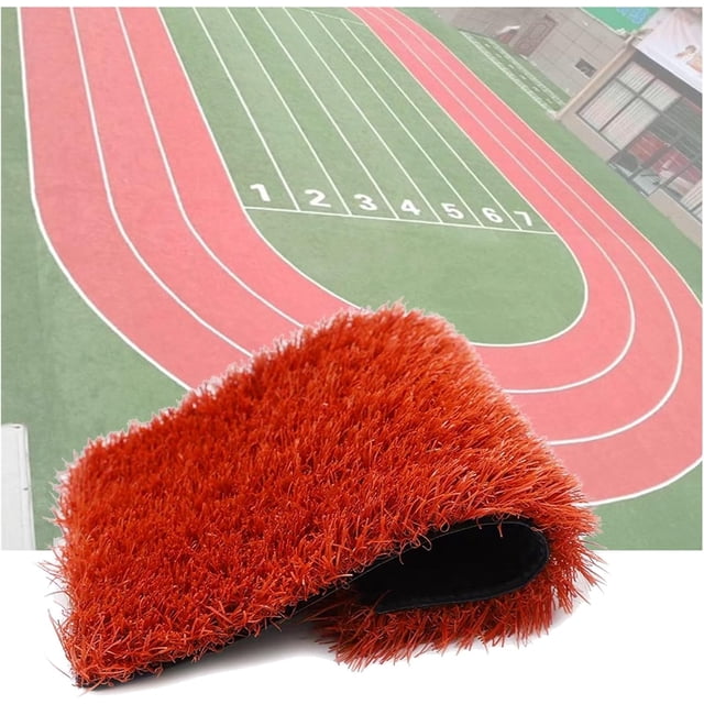 Artificial Grass, High Density Patio Grass Rug, with Drainage Artificial Grass Turf, Breathable Anti-UV Soft Grass Roll for Garden Pets (Color : Red-0.08ft, Size : 4.2x9.8ft)