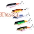 thumbnail image 1 of Neinkie 5Pcs/Set Whopper Plopper Lures Fishing Lures for Bass, Topwater Lure with Floating Rotating Tail Bait, Bass Fishing with Barb Treble Hooks Simulation Fish Fishing Lure with Hook, 1 of 8
