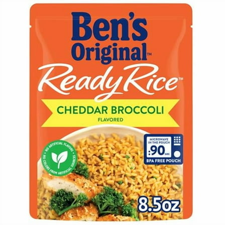 Bens Original Ready Rice Cheddar Broccoli Flavored Rice, Easy Dinner Side, 8.5 Oz Pouch - Pack of 2