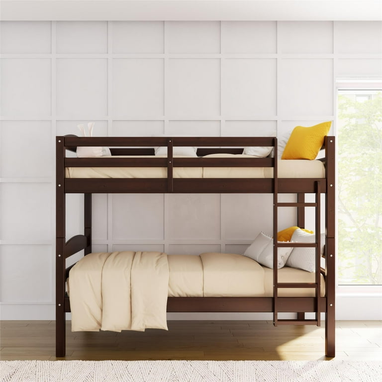 Better Homes Gardens Leighton Solid Wood Twin over Twin Convertible Bunk Bed Mocha