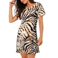 thumbnail image 2 of Easygdp Watercolor Zebra Camisón de manga corta para mujer, informal, estampado, 2 of 6