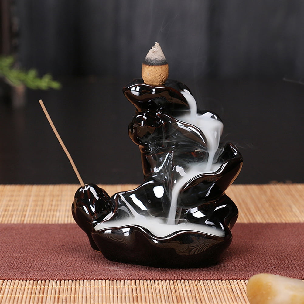 Yesbay Censer Ceramic Waterfall Backflow Incense Burners Holder Censer Diffuser Home Decor