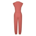 thumbnail image 5 of Summer Plus Size Two Piece Outfits for Women Fashion V Neck Short Sleeve Blouse +Loose Pockets Pants Sets, 5 of 6