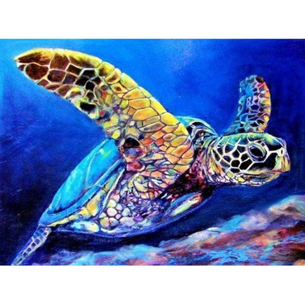 Cuadros Decorativos Kit de pintura de diamante de taladro redondo completo de tortuga submarina DIY 5D artesanía de mosaico Sywqhk Nuevos Originales