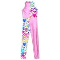 thumbnail image 3 of Alvivi Kids Girls One Piece Dance Leotard Sleeveless Print Tank Unitards for Gym Yoga Fitness Pink 6, 3 of 5