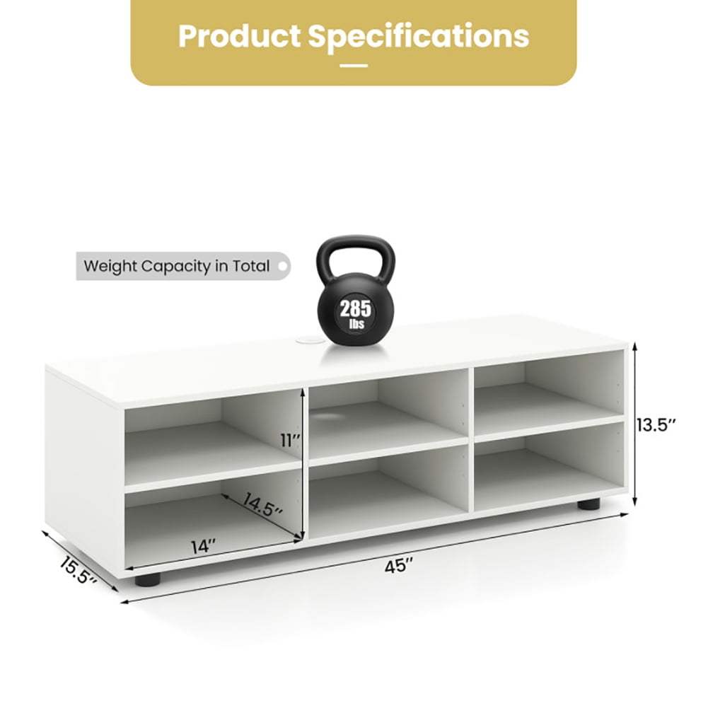 Resenkos TV Stand for TVs up to 55 Inches, Mid Century Modern Media TV Console for Living Room, Entryway, White