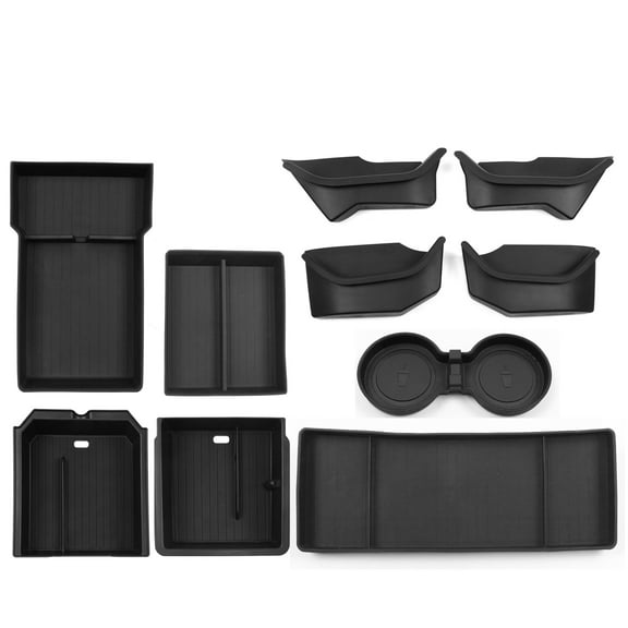 Ikon Motorsports 12PC TPE Door Side   Upper   Lower Center Armrest   Console Storage Box   Dashboard Hidden Tray   Cup Holder Insert Accessories Compatible with 2024-2025 Tesla Model 3 Highland