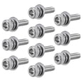 thumbnail image 1 of Uxcell M3x0.47'' Tornillos de cabeza hexagonal de acero inoxidable tono plateado 10pcs, 1 of 2