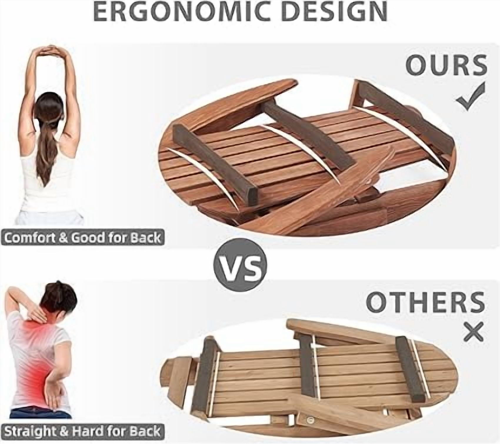 D-road Half Pre-Assembled Folding Adirondack Chair, Set of 2, Outdoor Wood Patio Chair for Backyard/Pool/Beach,Dark Brown