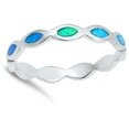 thumbnail image 4 of CHOOSE YOUR COLOR Eternity Blue Simulated Opal Stackable Ring .925 Sterling Silver Thumb Band CZ Female Size 10, 4 of 4