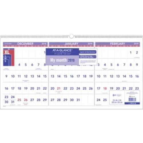 ATAGLANCE Deluxe ThreeMonth Reference Wall Calendar ,CALENDAR,WALL