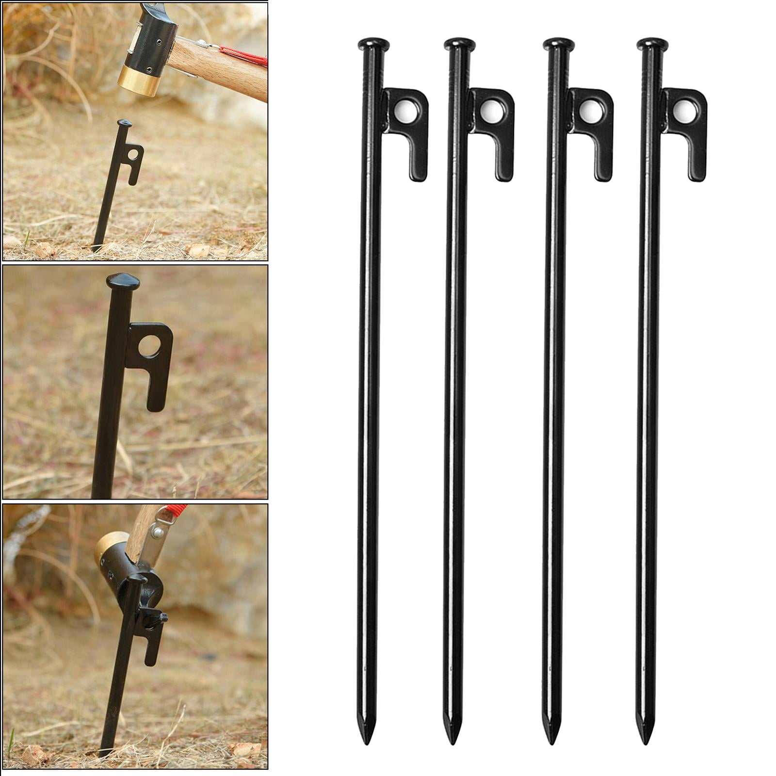 4 Packung Multiuse Heavy Duty Tent Stakes Metal Awning Anchor Tarp Pegs Canopy Nails for Outdoor Camping Hiking Trip 30cm