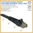 thumbnail image 2 of Eaton Tripp Lite Series Cat6 Gigabit Snagless Molded (UTP) Ethernet Cable (RJ45 M/M), PoE, Black, 100 ft. (30.5 m) - Patch cable - RJ-45 (M) to RJ-45 (M) - 30.5 m - UTP - CAT 6 - molded, snagless, solid - black, 2 of 2