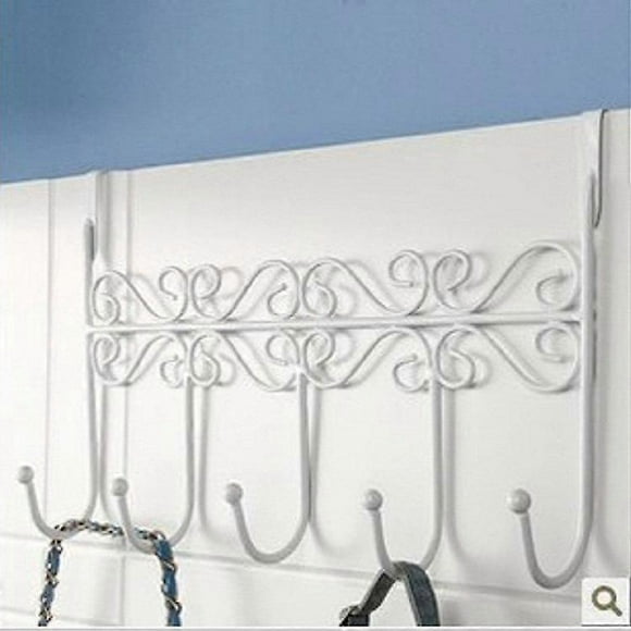 Multi-Purpose Door Hook Coat Rack Vintage Towel Rack Hook for Hats Combs Keys Handbags, with 5 Hooks on Wardrobe Cupboard Door