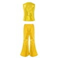 thumbnail image 2 of vastwit Kids Girls Boys Sequins Hip-hop Jazz Dance Outfit Vest Waistcoat Top Shirt+Flared Pants Streetwear Gold 150, 2 of 5