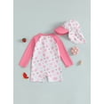 thumbnail image 6 of BemeyourBBs Toddler Baby One Piece Swimsuit with Sunhat Set Infant Girl Bathing Suit Long Sleeve Rash Guard Floral Bow Strawberry Print Half Zipper Swimwear Summer Beachwear, 6 of 9