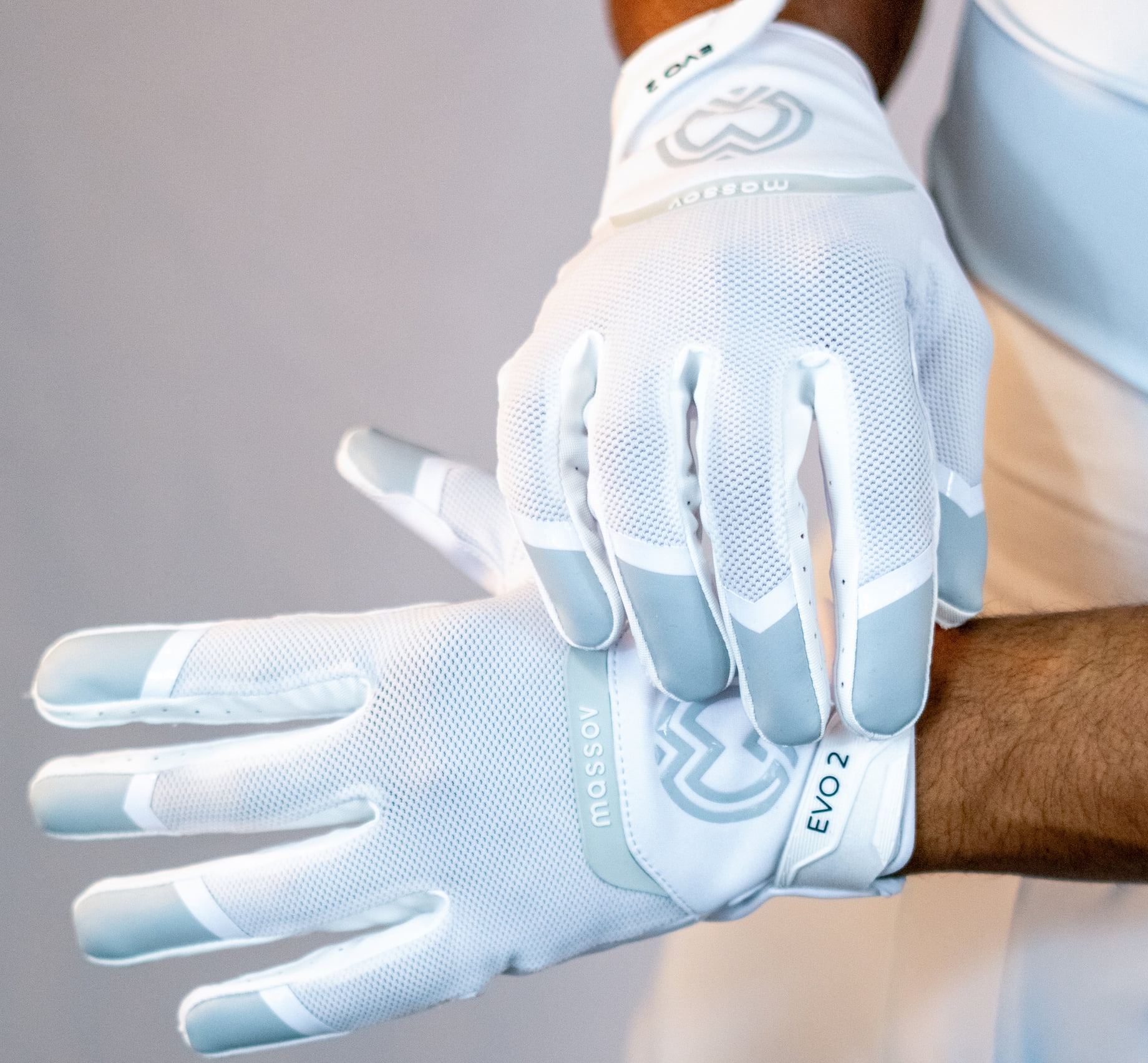 Massov EVO2 Youth Football Glove, Child Receiver Glove, Polar White, Medium
