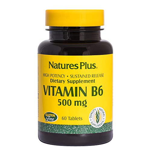 NaturesPlus Vitamin B6 (Pyridoxine HCI), Sustained Release 500 mg, 60