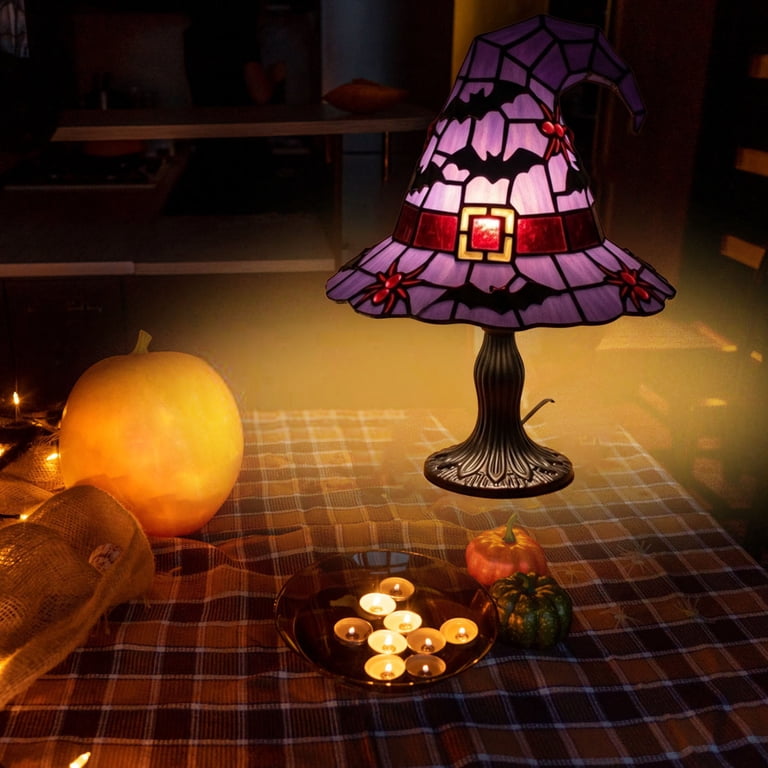 Witch Hat Lamp,7.87in Stained Glass Resin Wizard Hat Light Gothic
