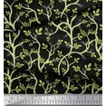 thumbnail image 2 of Soimoi Black Japan Crepe Satin Fabric Blueberry Leaves Decor Fabric Printed Yard 44 Inch Wide, 2 of 3