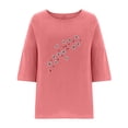 thumbnail image 4 of Fiudx Liquidación de Ahorros de Verano Camiseta Informal de Manga Corta con Cuello Redondo y Estampado para Mujer a La Moda, 4 of 4