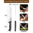 thumbnail image 6 of Cook N Home 8-inch Stainless Steel Chef Knife, High Carbon Stainless Steel Sharp Chefs Knife, Ergonomic Handle, Black, 6 of 6