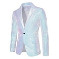 thumbnail image 2 of KeShDi Blazers For Men Men's Fashion Solid Color Long Sleeved Lapel Sequin Breasted Suit Jacket White 4X, 2 of 8