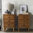 thumbnail image 5 of Mid-Century Solid Wood 3-Drawer Bedroom Nightstand in Caramel (Set of 2), 5 of 10