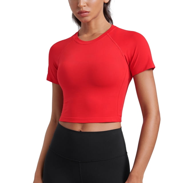 Remera CRZ YOGA sin costuras corta de manga corta rojo intenso XS