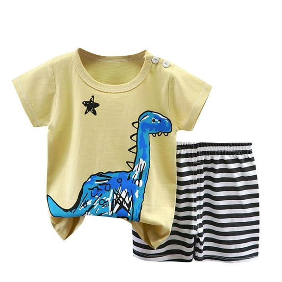 Hrsba Kids Summer 2 Piece Outfits Sets,Summer Thin Round Neck Short Sleeved Set Home Wear Two-piece Set Cute Print Two-piece Set,Toddler Summer Short Sleeve Round-Neck Blouses & Shirts Sets