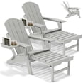 thumbnail image 2 of 2PCS Folding Adirondack Chair with Ottoman, Adjustable Backrest Plastic HDPE Adirondack Chairs w/4 in 1 Cup Holder Tray, White Grey, 2 of 9
