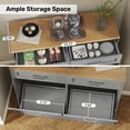thumbnail image 4 of Daluvenix Double Tilt Out Trash Can Cabinet for 2 Bins,Hidden Trash Bin Storage Cabinet with Hideaway Drawers,Pet Proof Trash Can Holder for 2 x 10 Gallon , Kitchen, Dining Room, Living Room, Gray, 4 of 9