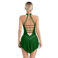 thumbnail image 4 of TSSOE Womens Adult Lyrical Dance Dress Sparkly Backless Ballet Leotards Modern Contemporary Dancewear Dark Green L, 4 of 7