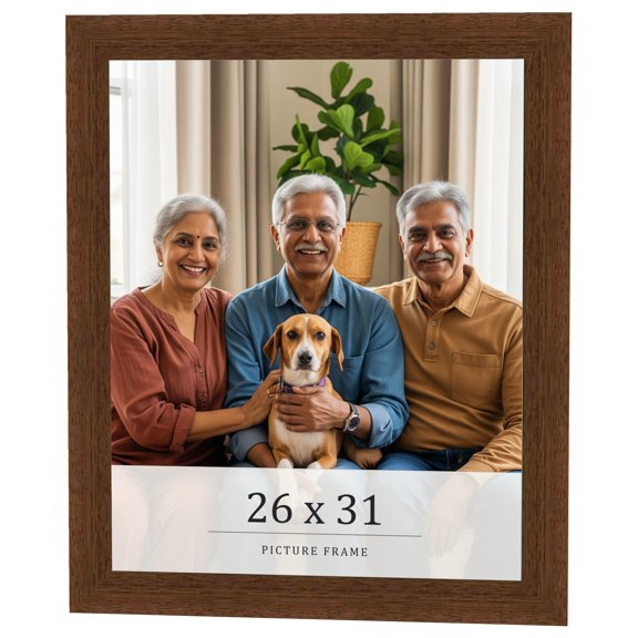 26x31 Brown Real Wood Picture Frame Width 1.25 inches | Interior Frame Depth 0.5 inches | Galvin