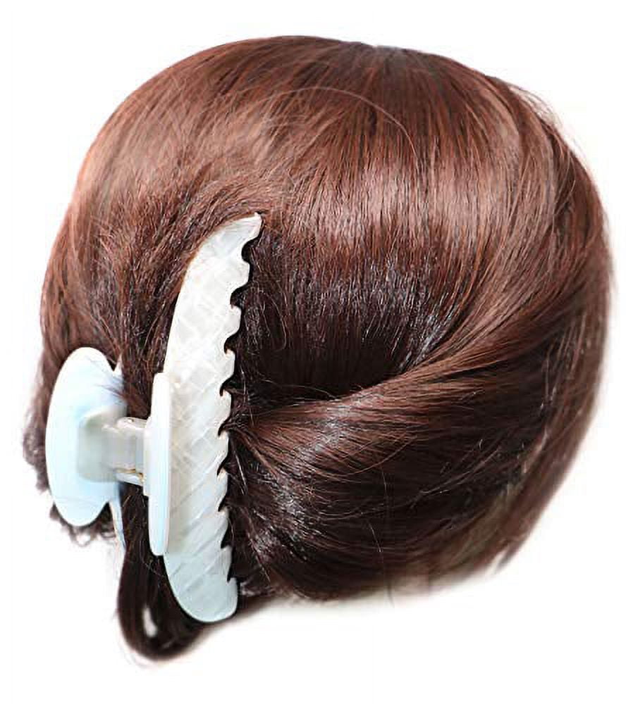 French Amie Contour Frost White Large 4 ¾” Handmade Cellulose Hair Claw Clip