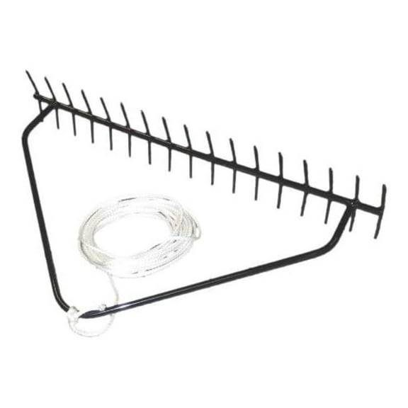 EasyPro EPR 32" Aquatic Weed Rake / (17) 3" Long Teeth on Each Side / Baked on Powder Coated Finish / 25' Rope