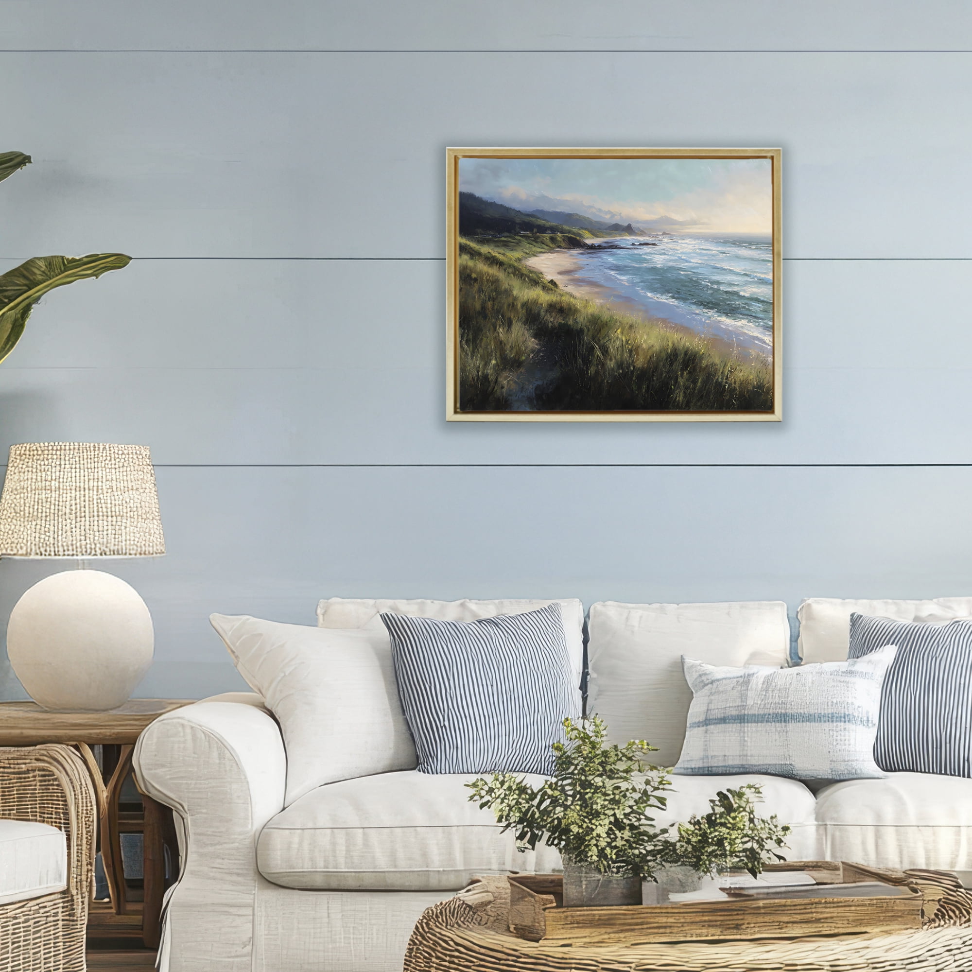 Stupell Industries Nature's Coast in Morning Light Gold Framed Floater Canvas Wall Art, design by Franklyn Gregory