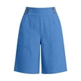 thumbnail image 4 of Only Moment Women's Summer Sweat Shorts Bamboo Nodes Cotton Summer Casual High Waist Drawstring Comfy Dressy Lounge Beach Vacation Shorts with Pockets Shorts for Women Blue,S, 4 of 7