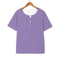 thumbnail image 6 of Women's Solid Color Casual Short Sleeve T-Shirt with Button Detail - Soft Loose Fit Everyday Top for Work, Travel & Summer Outfits, 6 of 7