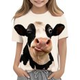 thumbnail image 2 of Xdegoge Tween Boys Girls Funny 3D Winking Cow Shirts Kids Novelty Animal Graphic Tees Short Sleeve Crewneck Casual Summer Tops, Size 9-10, 2 of 8