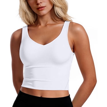 Rosvigor Womens Sports Bras Longline Wirefree Padded Workout Tank Tops for Women