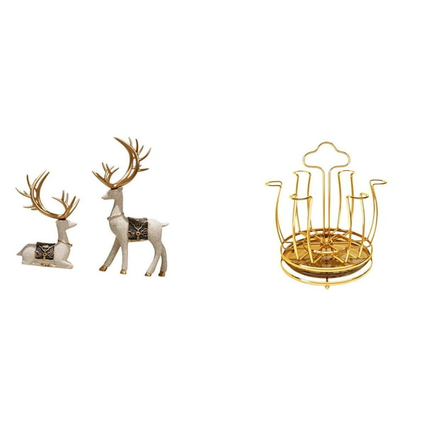 Estatua de ciervo alce,Figuras de alce y ciervo,decoración del hogar,estatuas de resina,Estatua de escultura decorativa de figura de reno para el hogar,Porta tazas,Portavasos de café para