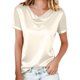 thumbnail image 3 of TaTaai Fashion Mesh Women Blouse Solid Color Rhinestone Bubble Short Sleeve V Neck Regular Fit Lightweight Shiny Machine Washable Daily Office Casual Wear Gift, 3 of 7