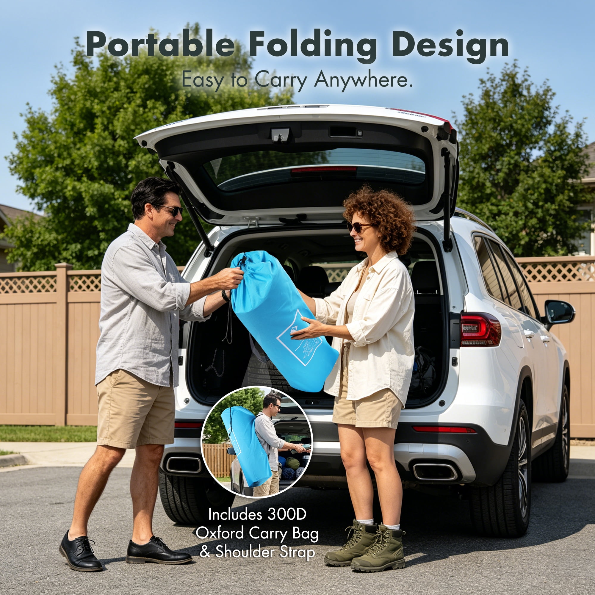 VILLEY Oversized Double Camping Chair, 800lbs Portable Folding Loveseat for Adults, Heavy Duty Oxford Fabric, XL 2 Person Padded Chair with Cup Holders for Outdoor Camping, Lawn, Backyard